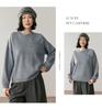 Women's Cashmere Round Neck Sweater - 2025 Autumn/Winter Collection, Loose Fit, Elegant Style, with Pockets for Warmth