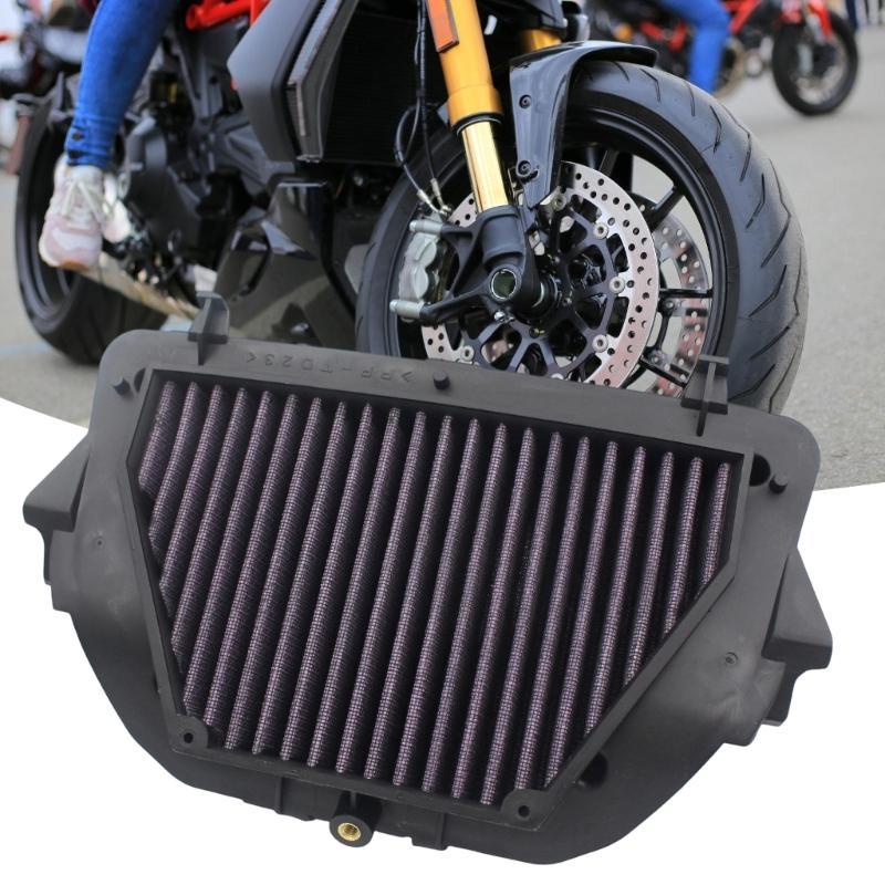 Washable Motorcycle Air Filter with Pleated Mesh and Rubber Frame, Reusable Direct Fit Intake Filter for YZF-R6 2010-2018 Routine Upkeep and Garage
