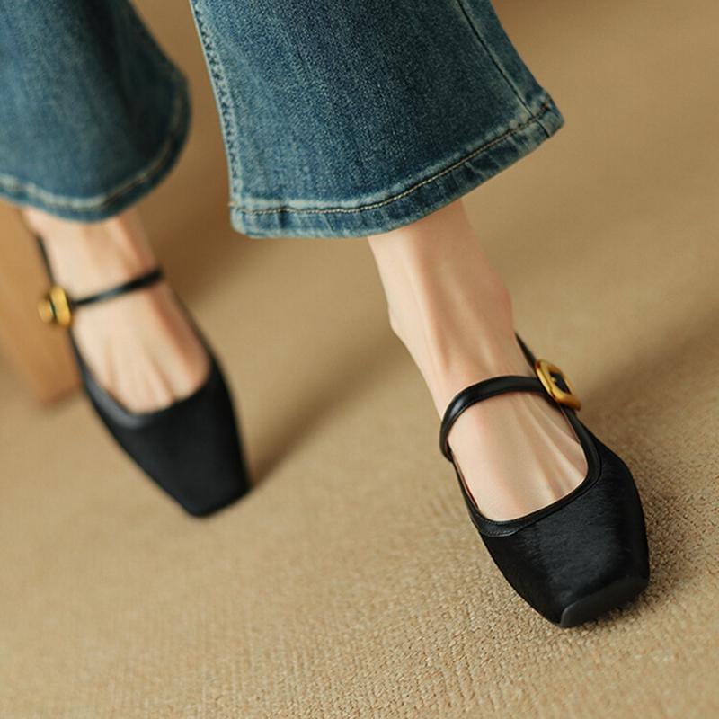 Mode NEU Frühling/Herbst Damen Pumps Eckige Zehenpartie Blockabsatz Schuhe Pferdehaar Leopard Schuhe für Damen Prägnante Hohe Absätze Schnalle Mary Janes