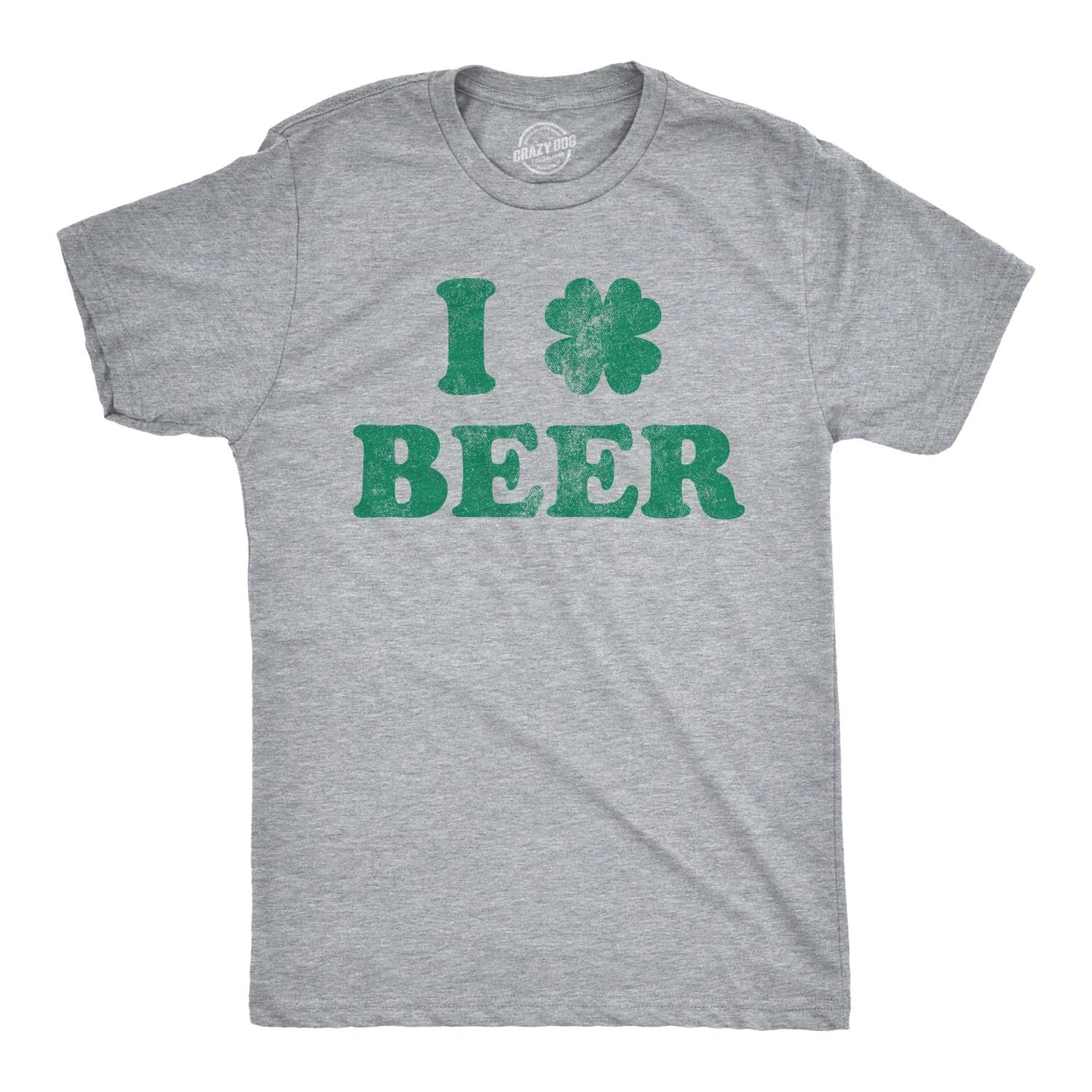 Mens I Clover Beer T Shirt Funny Shamrock St Saint Patricks Day Drinking Tee S