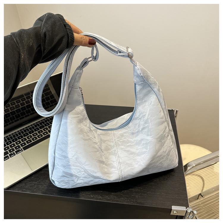 

Ретро повсякденна сумка-тоут великої місткості з м якою текстурою 2025 року для жінок синій