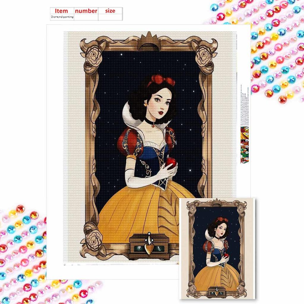 Diamond Mosaic Colorful Diamond Painting Princess Portrait Series Full Round Embroidery Cartoon Creative Hobbies Wall Decor