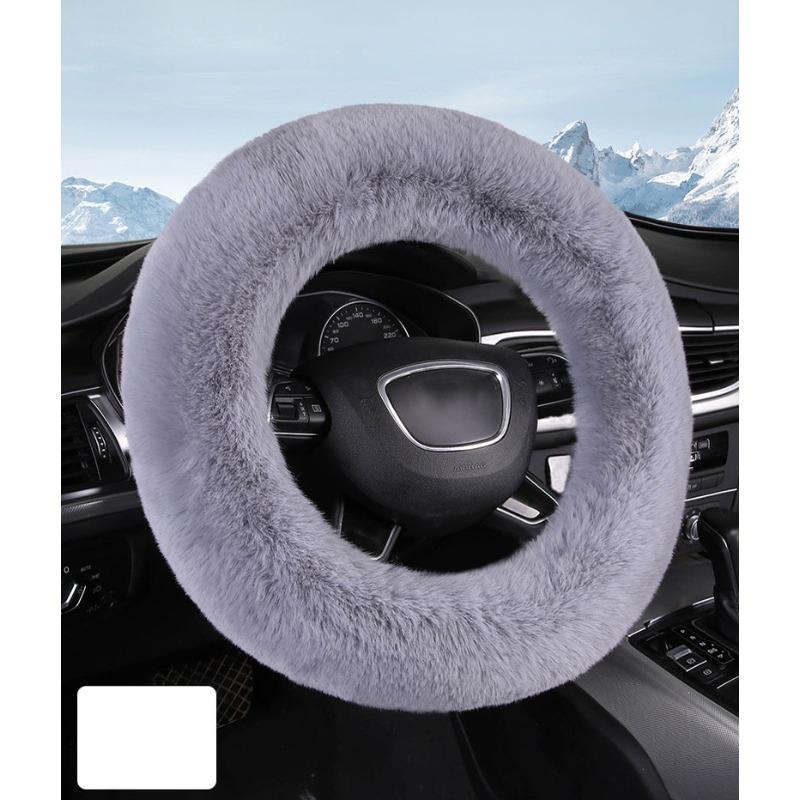 Langer Wolle flauschiger Lenkradbezug, Rutschfester 15-Zoll flauschiger Lenkradbezug mit Plüschgefühl, Umweltfreundlicher Lenkradbezug