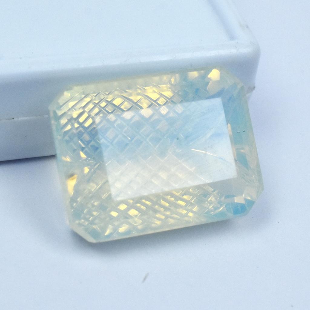 Lab-Created White Opal Loose Gemstone 68.35 ct Emerald Cut October Birthstone for Gem Collections