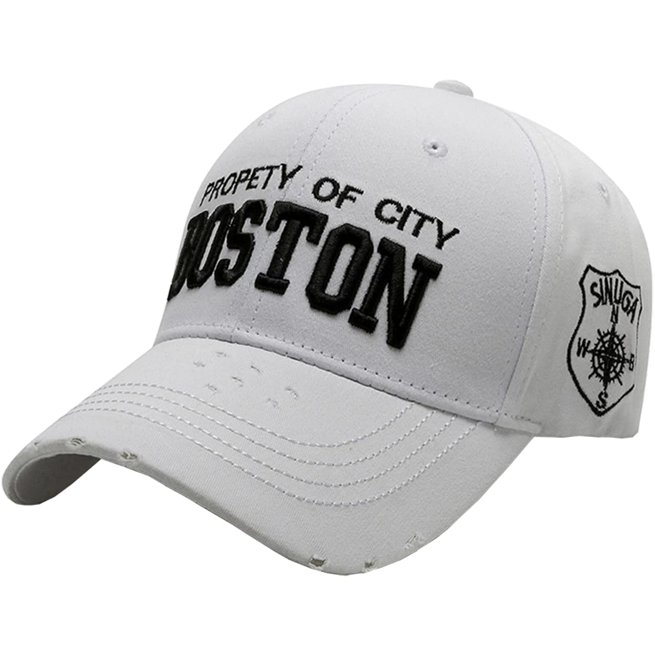 

English CA473 [White Fang] Hat, Letters, Logo, Cap, Simple, Distressed, Design, Stylish, Cool, Men s (White)
