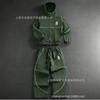 Mens Hooded Zip-Up Letter Print Tracksuit Set Casual Sportswear Lightweight Air Layer Fabric Fall