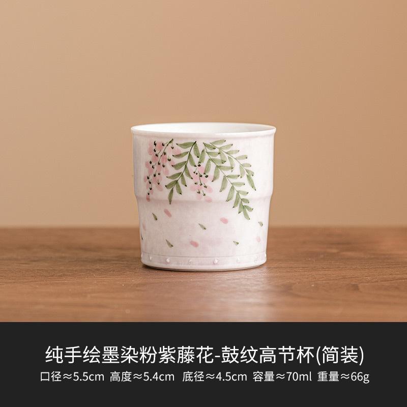 

2 шт./набор, нарисованная вручную чашка с цветком глицинии, белая фарфоровая чашка Dehua High Joint, одинарная чашка, женская дегустационная кружка для чая, чайный сервиз