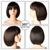 Womens Black Straight Short Bob Wig With Full Bangs Heat-Resistant Synthetic Hair Natural Look
