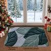 VIKAMA Nordic Style Green Leaf Bathroom Floor Mat, Bathroom Quick Drying Anti Slip Mat, Bathroom Door Absorbent Foot Mat