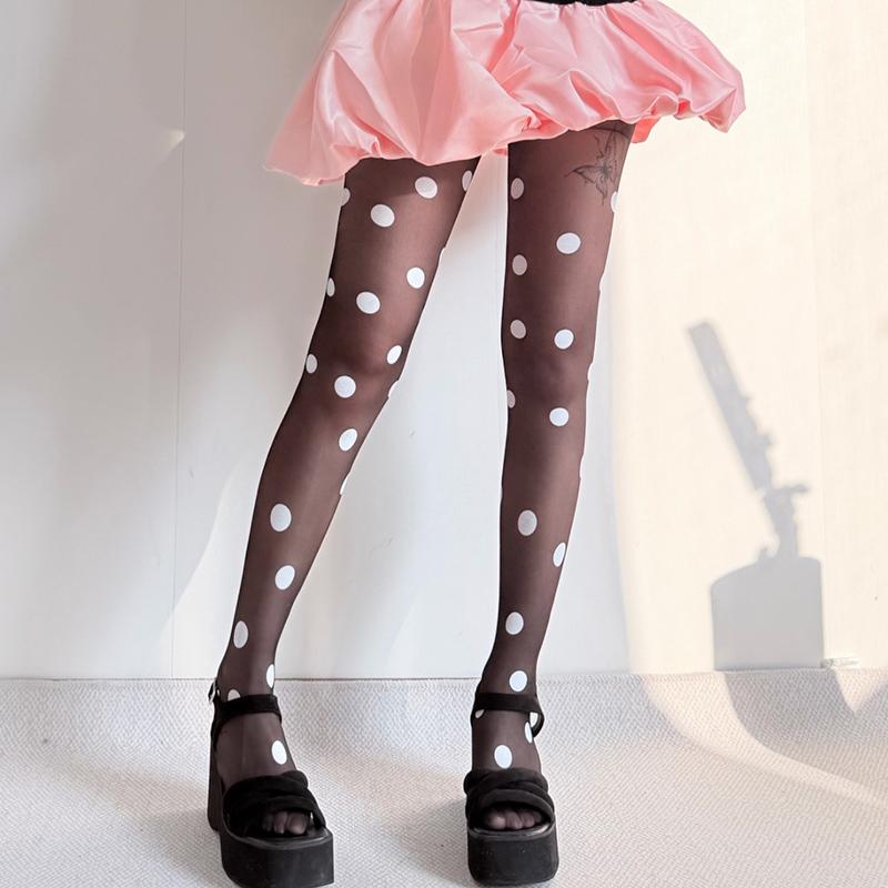 Y2K Polka Dot Stockings Women Tights With Polka Dot Print 2026 Summer 30D Ultra-thin Translucent Spicy Girl Sheer Pantyhose