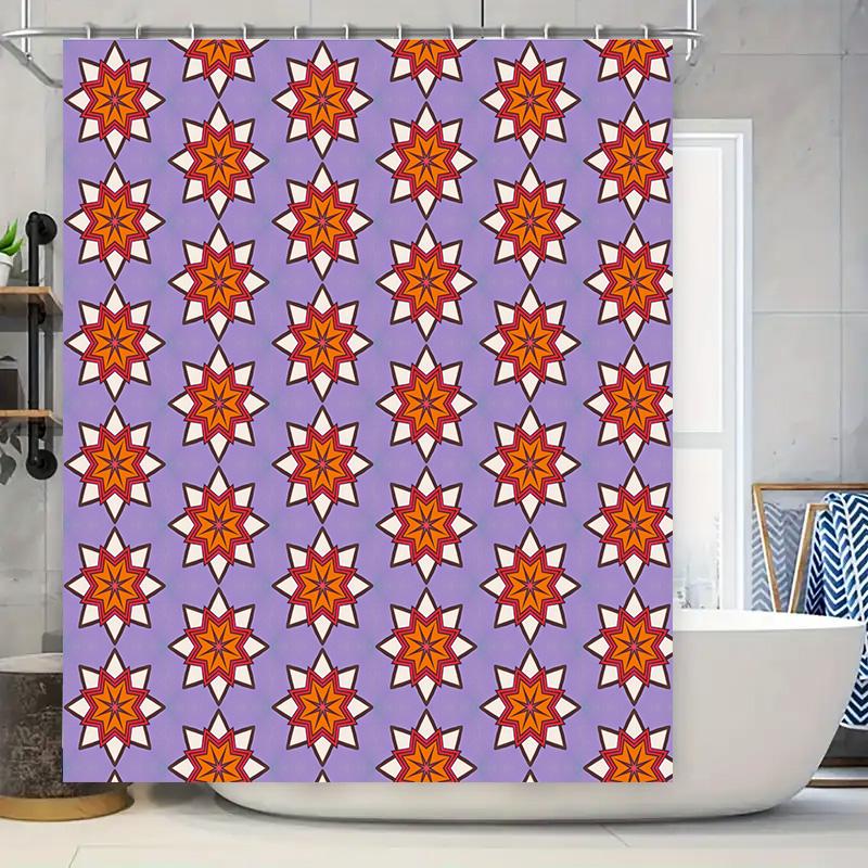 

Modern 3D Printed Shower Curtain With Purple And Orange Floral Pattern Waterproof Fabric Bathroom Decor Size Customizable For Yo W60H190(CM)-1 Pcs