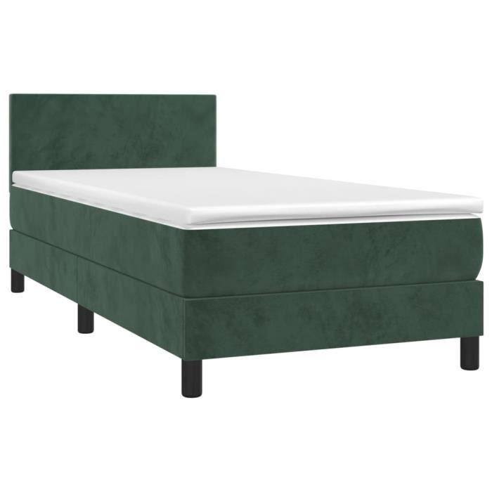3141152 vidaXL Lit à sommier tapissier et matelas Vert foncé 80x200 cm Velours