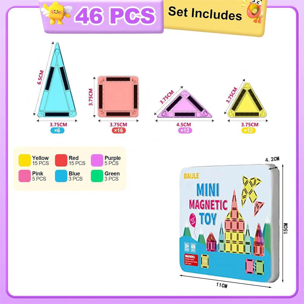 Portable Magnetic Stained Glass Building Tiles Set for Kids - Educational Toy