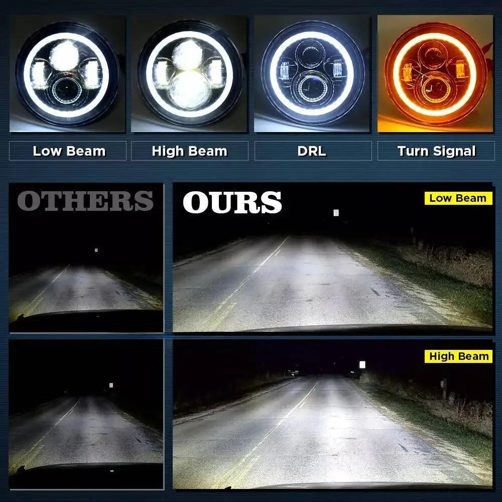 Universal 7 Inch Led Car Motorcycle Headlight DRL H4 Headlamp For Harley BMW Yamha Honda 7" Headlight