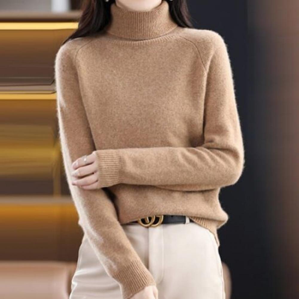 Navava Women Soft Warm Solid Mock Neck Knit Top Nk3371
