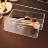 Transparent Acrylic Makeup Storage Box Rectangle Home Clear Display Organizer for Cosmetics Cotton Swabs