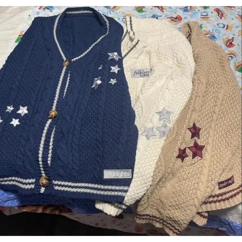 Women's Autumn and Winter New Knitted Embroidered Cardigan Temperament Age Reduction Loose Casual Sweater Coat Solid Color