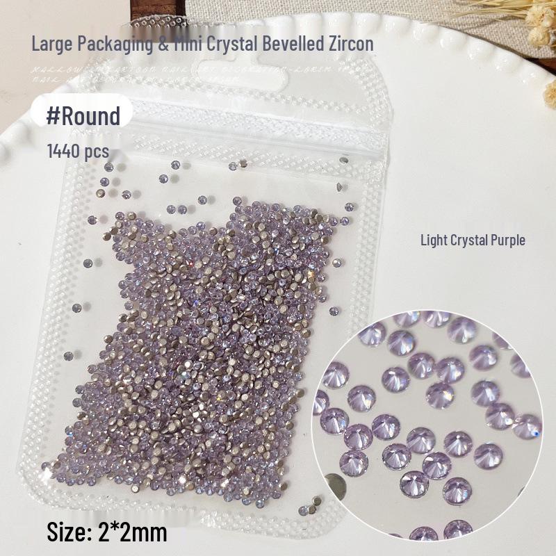 Mixed Pack: 1440 pcs Flat-back Purple Marquise, Water Drop, Trapezoid Mini Zirconia Nail Art Rhinestones