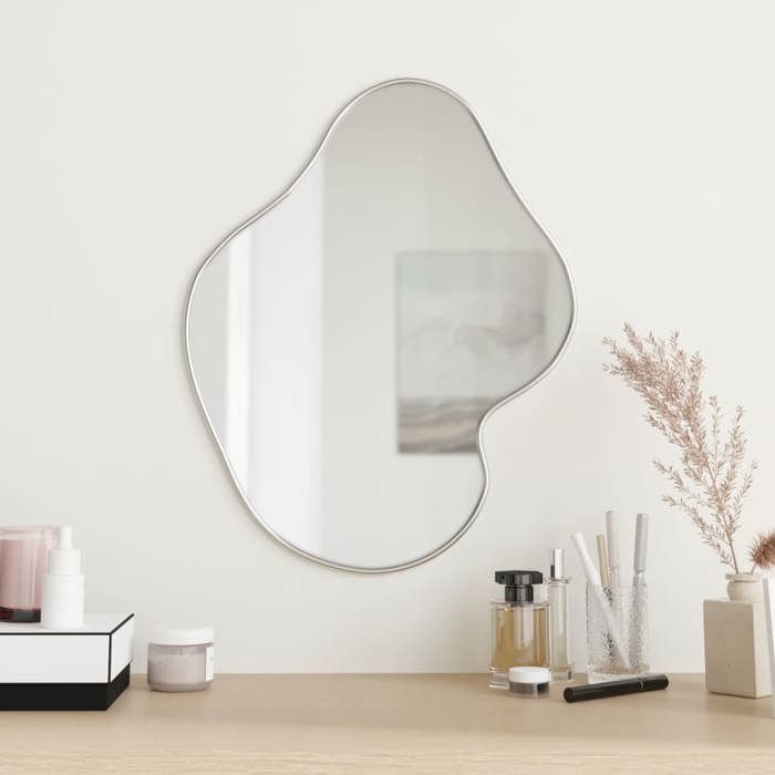 VidaXL Wall Mirror Makeup Vanity Cosmetic Bedroom Decoration Bathroom Living Room Interior Silver 348269
