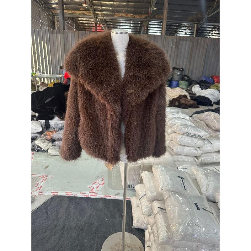 Giacca invernale in pelliccia con bavero in pelo di visone top da donna soffice ampia corta