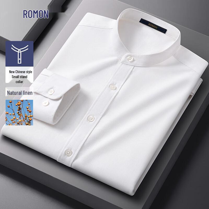 Luomeng Herren Neues Chinesisches Design Natürliche Leinenmischung Langarmhemd
