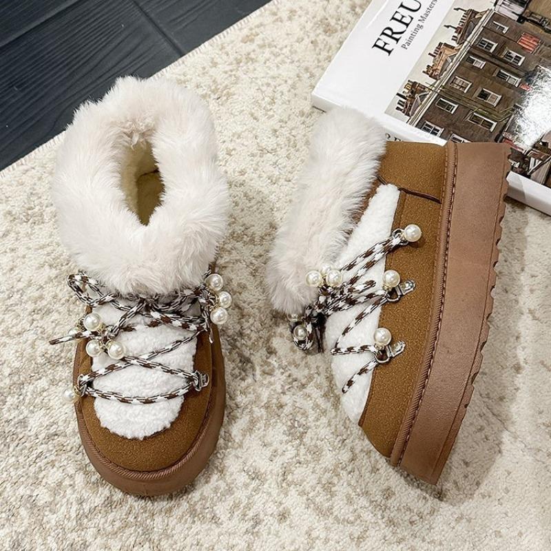 Small Half Size Suede Round Head Winter Artificial Short Plush Sleeve Low Heel (less Than 3cm) Rubber Short Tube