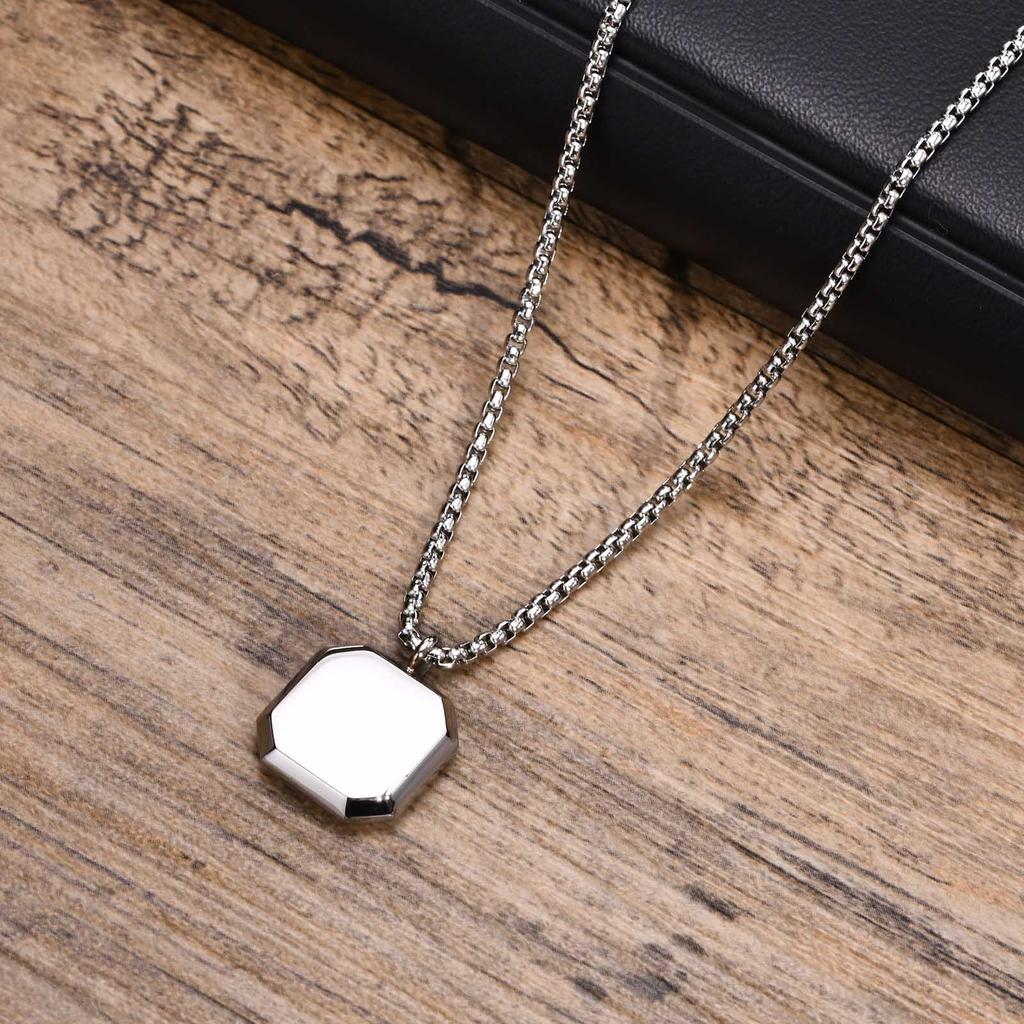 Vnox Quadratische Naturstein Halsketten für Herren, Stilvoller Punk Edelstahl Geometrisches Polygon Anhänger Junge Männliches Geschenk Schmuck