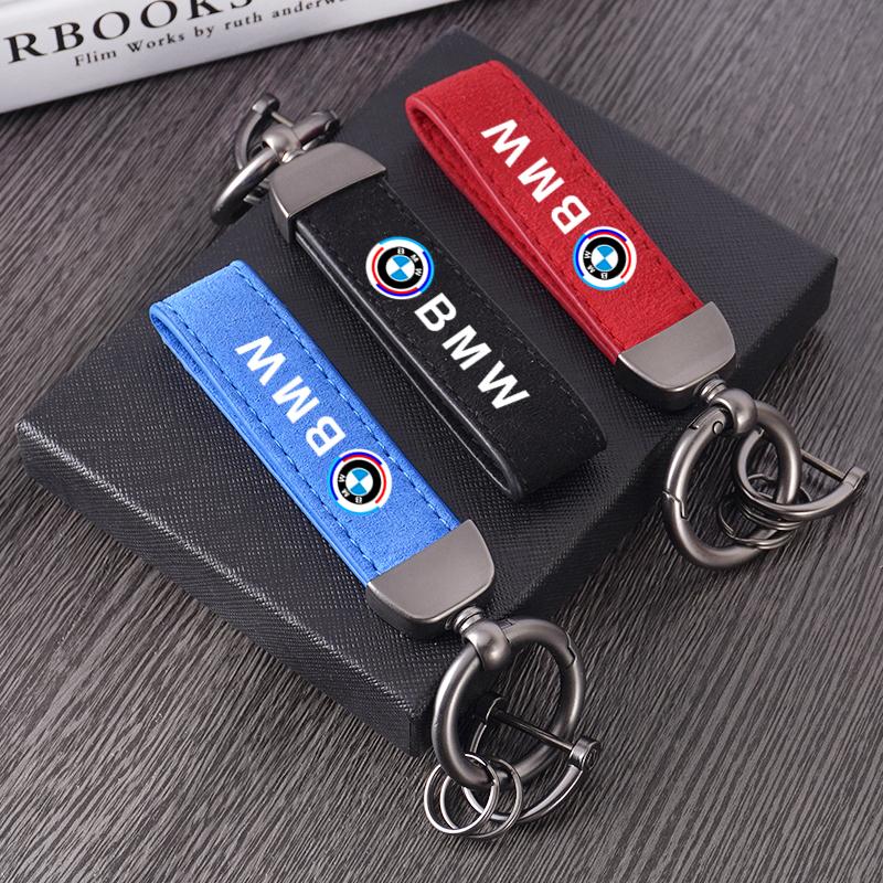 Zinc Alloy Leather Keyring Suede Car Keychain For BMW 50th F12 F13 F30 E60 E65 E66 E63 F01 F02 X1 X3 4 5 6 7 Series Accessories ydsh92