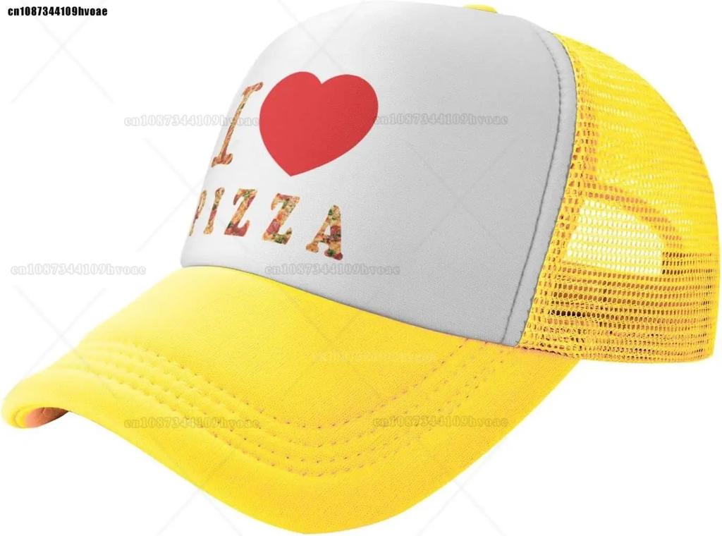 I Love Pizza Hat Mesh Cap for Men Women Adjustable Trucker Hat Baseball Cap