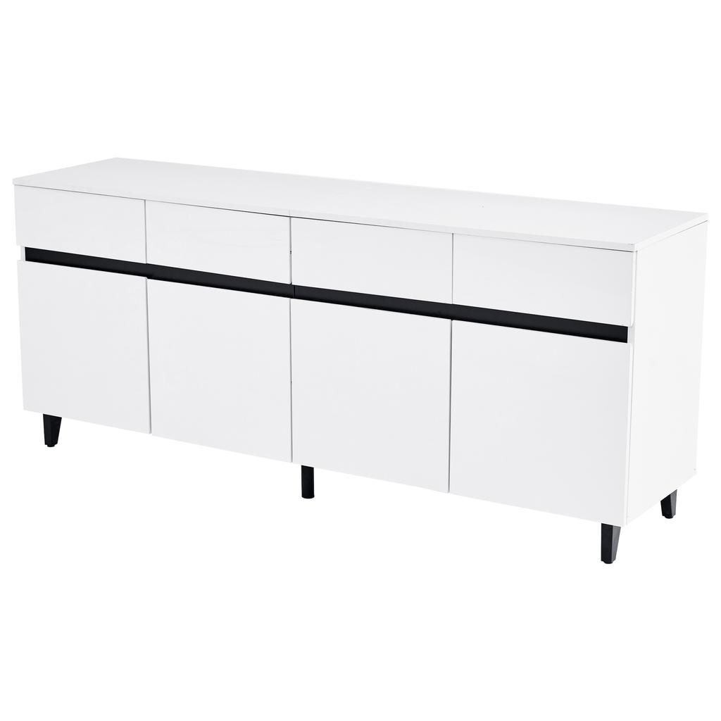 =N625P228826849W Credenza lucida, cassettiere con 4 cassetti, 2 ante e ripiani regolabili in altezza, basi, pensili ad angolo