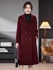 2025 Autumn/Winter Women's Mid-Length Double-Breasted Wool Coat with Belt