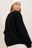 Women's Sweatshirt New Season Fashion Black Crew Neck Text Printed Oversize Sweatshirt