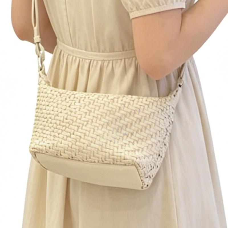 Stylish Woven PU Tote Bag Women - CompactShape Lunch Minimalist Commuter Handbag With Zip