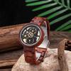 Nové pánské dřevěné quartzové hodinky Ebenové dřevo Personalizovaný ciferník s ozubenými koly Dřevěné hodinky