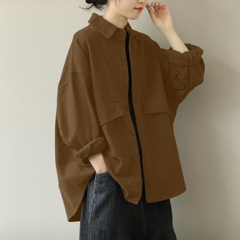 ZANZEA Chemise Classique à Manches Longues et Col Revers Décontractée pour Femme