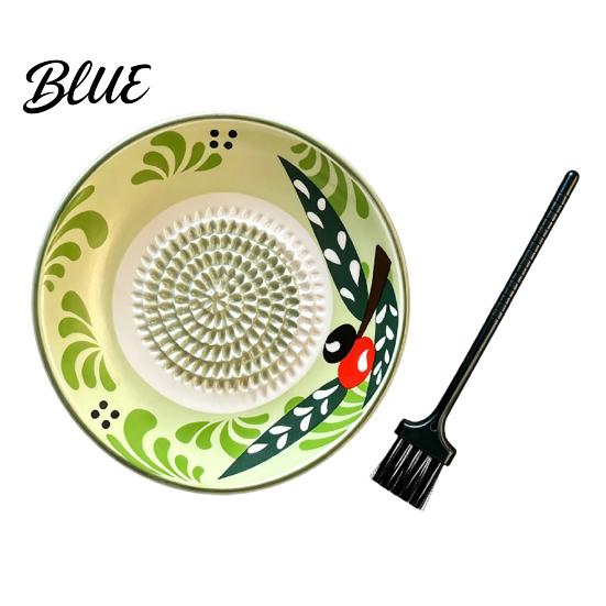 Non Electric Cheese Grater Ceramic Garlic Ginger Grater 2-in-1 Manual Shredder Plate for Kitchen Cooking Flat Grinding Base Easy-Clean Tool