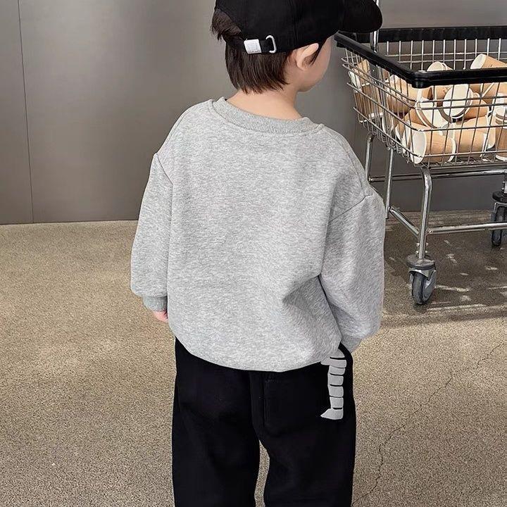 Boys Cotton Crewneck Sweatshirt Loose Fit Spring Autumn Thin Top for Big Kids