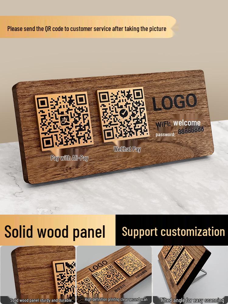 Soporte de Exhibición de Código QR Acrílico Personalizado para Pagos Alipay y WeChat