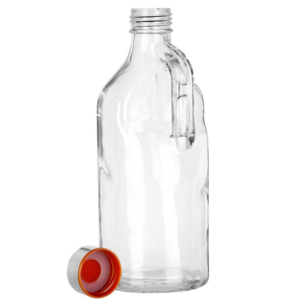 Glass Bottle with Holder for Wine, Liqueur, Syrup, Juice, Lemonade 1.15L