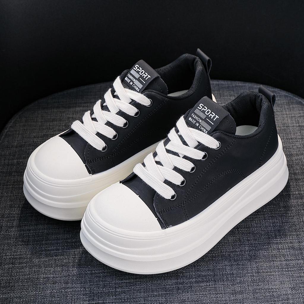 2026 Trendy Leather Platform Women's Shoes - Lightweight, Versatile, Casual, Height-Enhancing, Soft Sole for Spring & Autumn