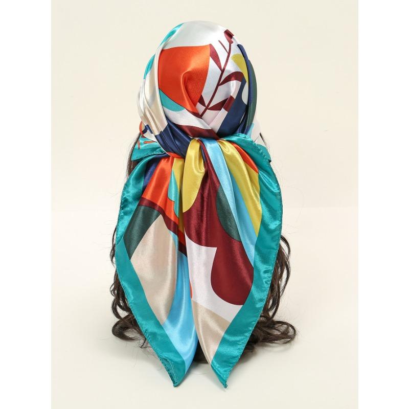 Retro Cartoon Flower Simulation Silk Small Silk Scarf Women's Spring and Autumn Decorative Scarf Square Scarf Thin Scarf Printed Yarn Scarf