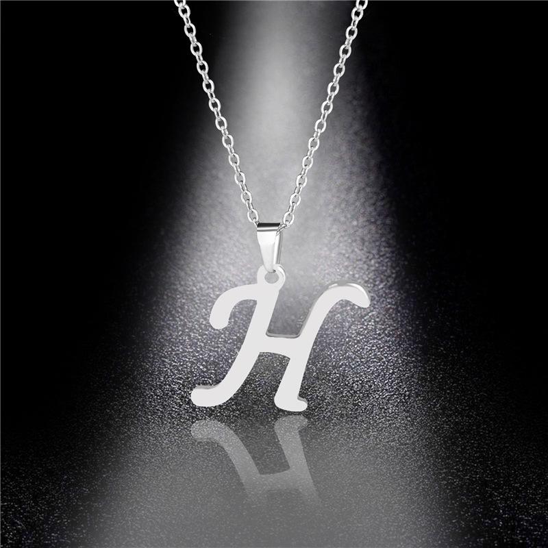 Simple English Letter Necklace Collarbone Chain Women Fashion Jewelry 26 Alphabet Pendant
