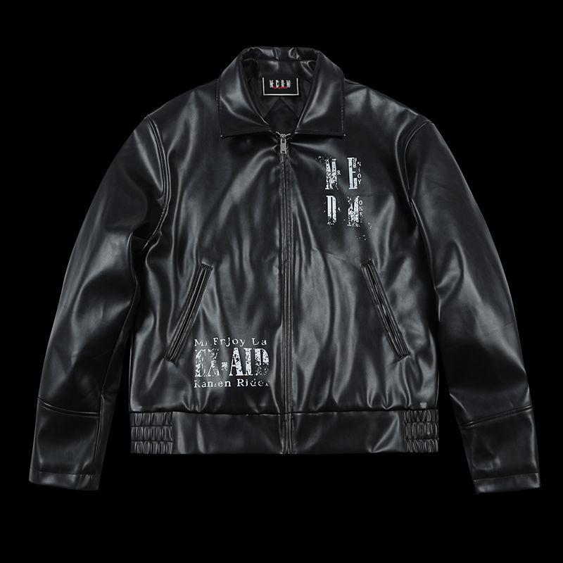 

Medmx Kamen Rider Sketch Flip Series Lapel Leather Jacket Men s American Hip-Hop Casual Jacket Spring and Autumn Top