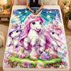 Flannel BlanketUnicorn Warm Soft Throw Blanket for Indoor Sofa Bed Living Room Use