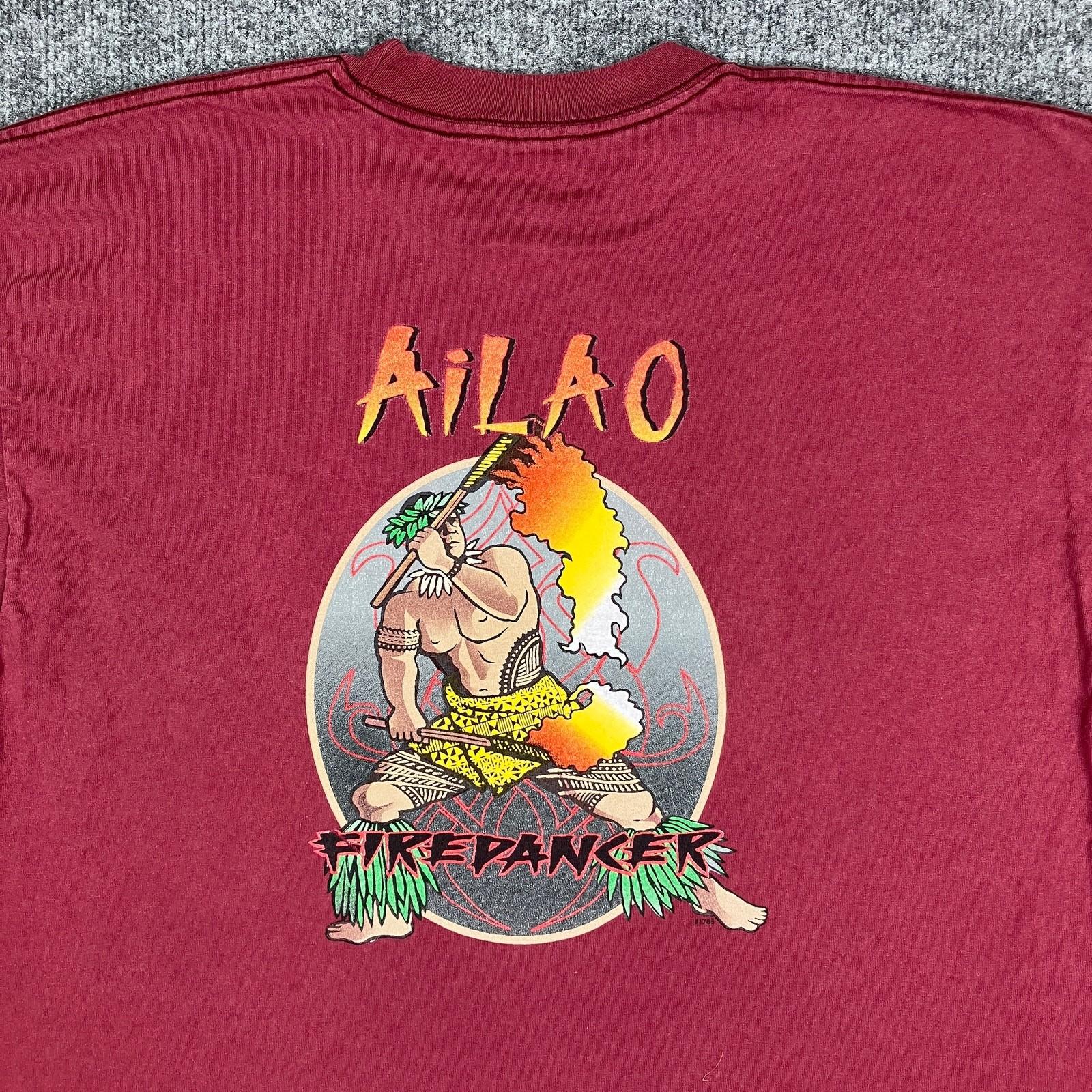 U.S. Jeans Co T-Shirt Mens XL Maroon Kilauea Hawaii Graphic Casual Tee Vintage XXXL