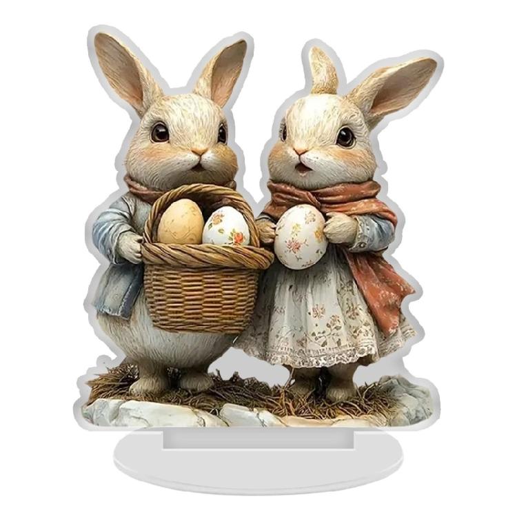 Bunnies Figurines Easters Decoration Table Centerpieces Acrylic Easters Eggs Rabbit Statue Rabbit Sculpture Home Decors