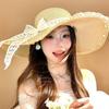 French Lace Bow Summer Wide Brim Hat For Sun Protection Beach Vacation Fans