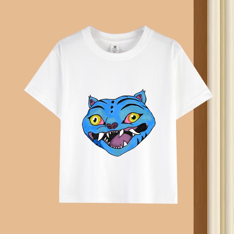 

K-pop Команда охотников на ведьм Футболка с принтом тигра Корейское издание С коротким рукавом Маленький и средний Детская одежда 150cm