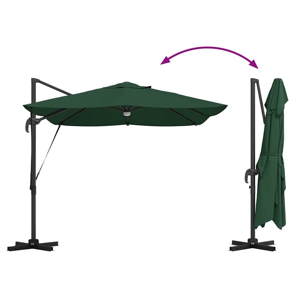 Green Sun Umbrella 351 x 250 x 253 cm Polyester and Aluminum