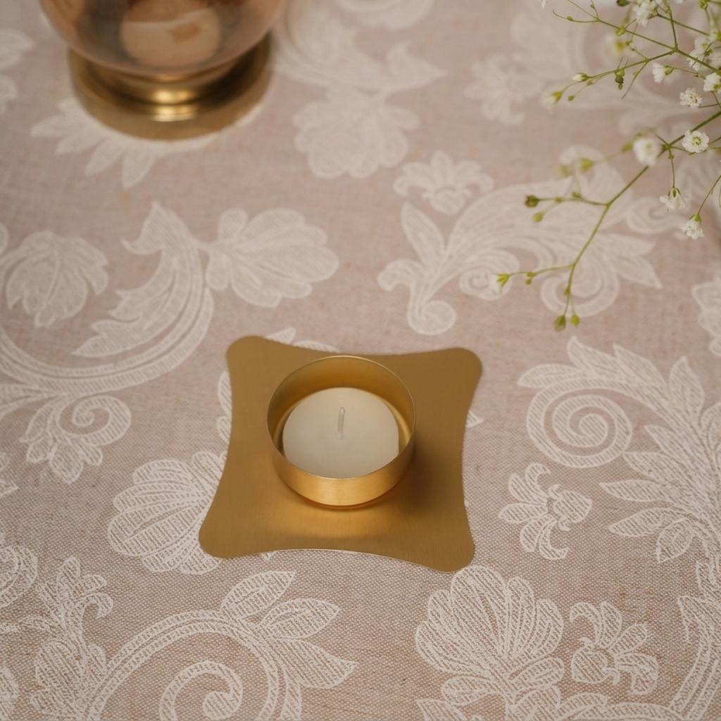 Alma Curved Square Handmade Brass Tealight Holder